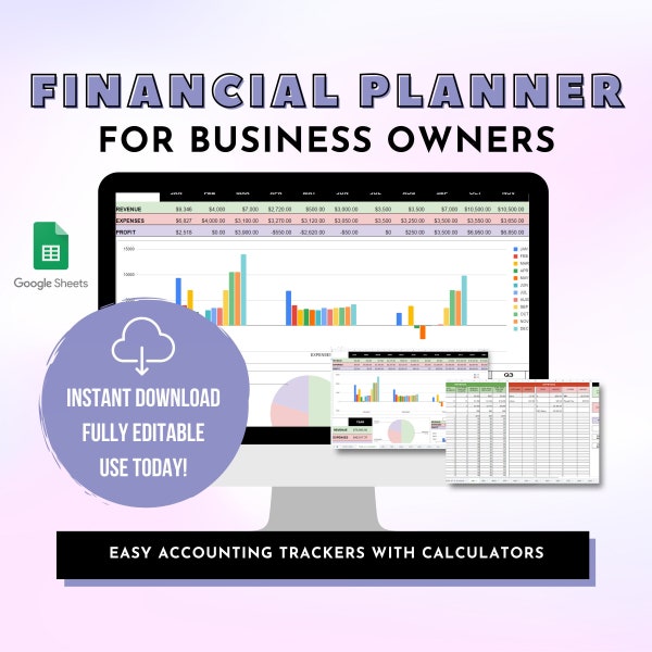 Easy Financial Planner | Business Income & Expense Tracker (Google Sheets)