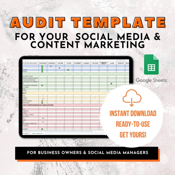 Social Media Audit Sheet Etsy Social Media Audit Sheet Etsy