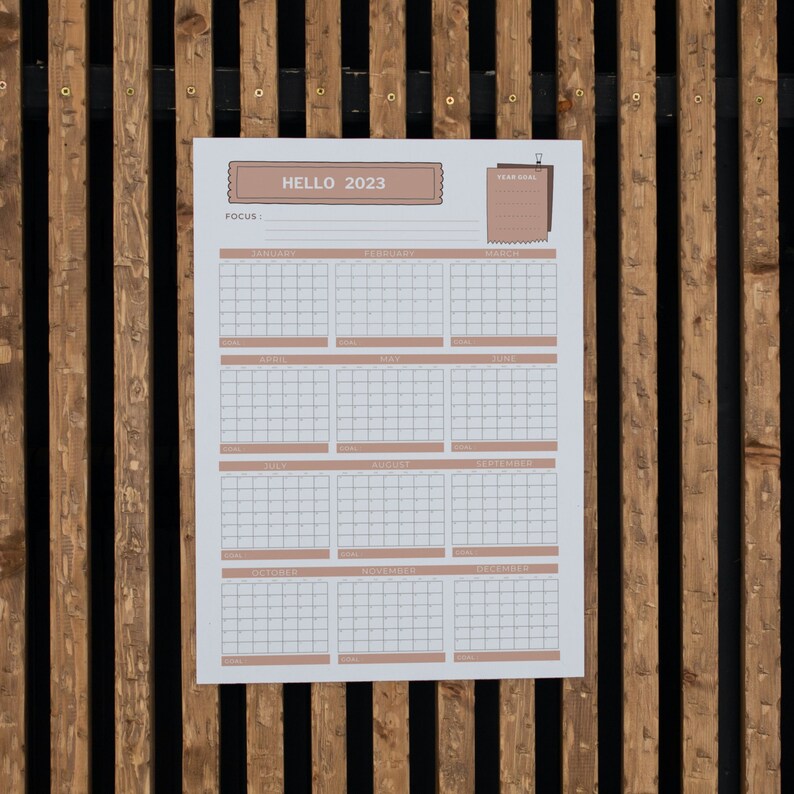 Printable 2023 Year Calendar Chocolate Brown Print on Canvas, Poster ...