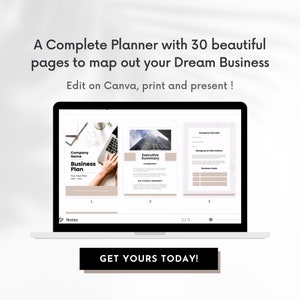Plan de Negocios con Plan de Marketing y Previsión Financiera para Propietarios de Pequeñas Empresas / Totalmente Editable en Canva / 30 páginas / Formato Tamaño Carta