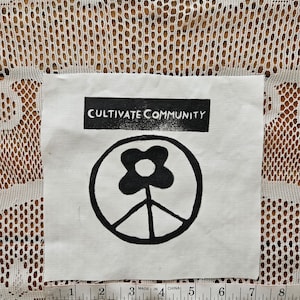 Handmade Linoprint Block Print patch - Cultivate Community