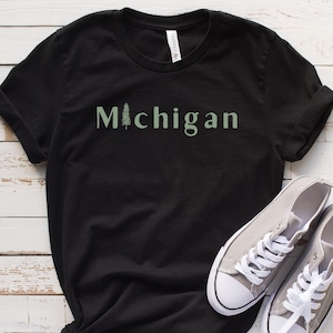Michigan Tree T Shirt, Unisex Retro Style Shirt, Michigan Gift