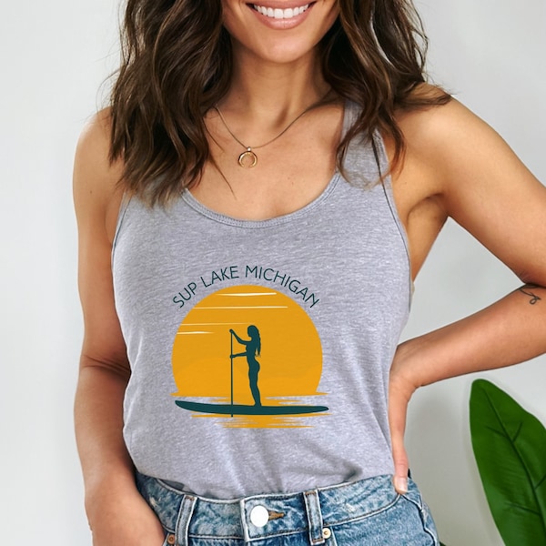 SUP Lake MI tank, Stand Up Paddle Board Lake Michigan Tank Top