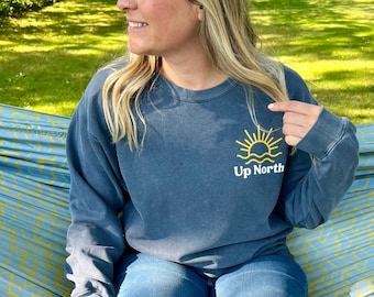 Up North Sweatshirt, Retro Up North Sweatshirt, Comfort Colors 1566® Sweatshirt