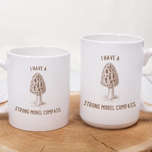 Morel Mushroom Mug, Morel Mushroom Gift, Foraging Gift, Morel Compass Mug