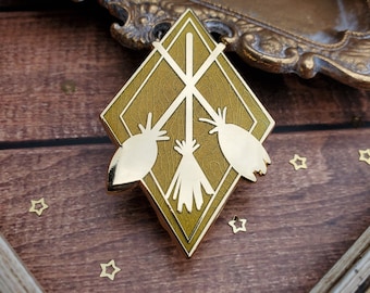 Three Brooms Enamel Pin - Gold