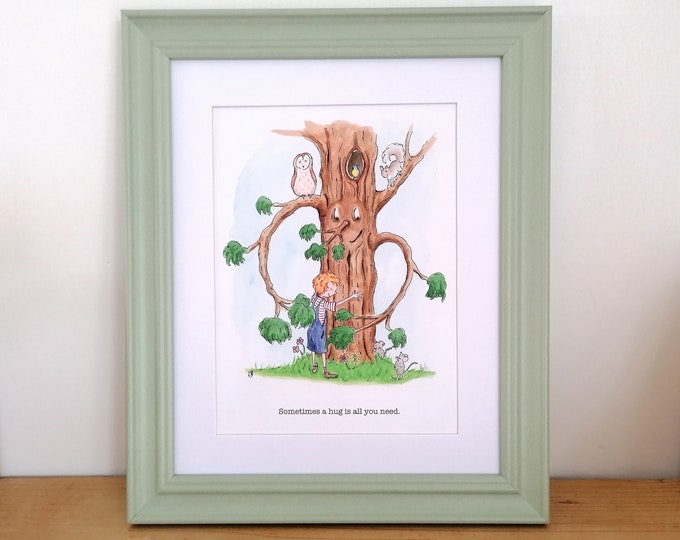 Tree Hug - Children's Illustration - Illustration Art Print - Kids Bedroom Art - Hug Art - Children's Bedroom Art - Children's Prints