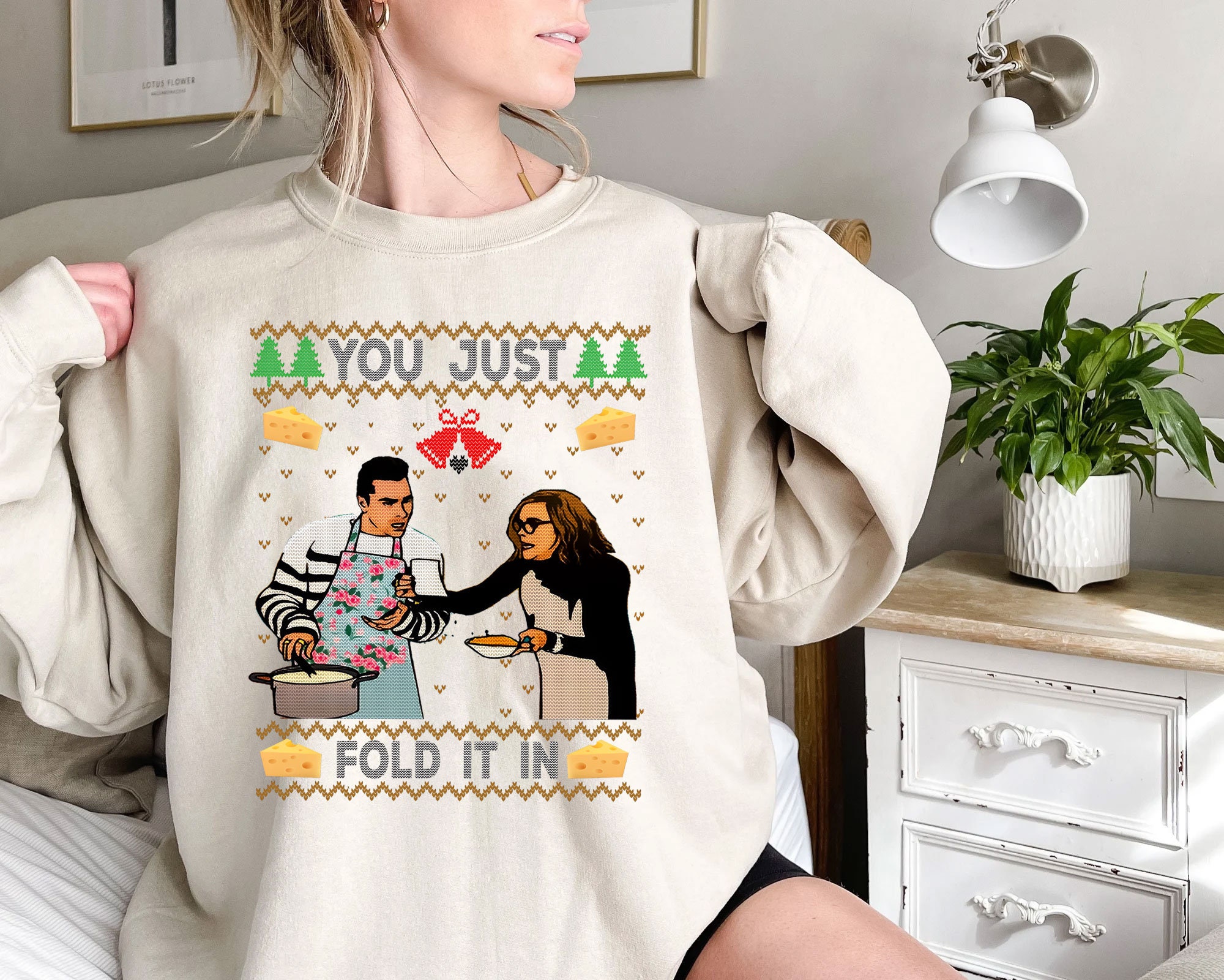 Discover Christmas Bebe Sweatshirt, You Just Fold It In Cheese Ugly Christmas Sweatshirt