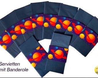 Napkins with banderole space theme party