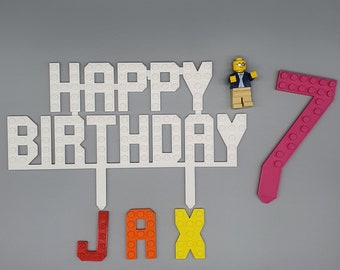 Happy Birthday Cake Topper With Age - Birthday Party Cake Decoration - Birthday Cake Sign - Age Number Topper - Birthday Cake Topper