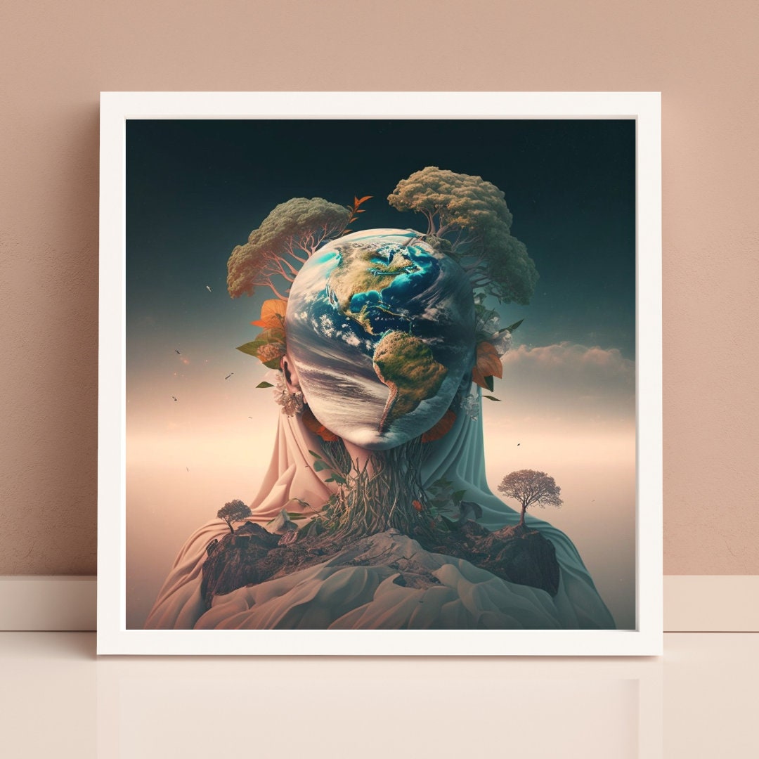 Mother Earth Print DIGITAL DOWNLOAD, Fantasy Earth Wall Art - Etsy