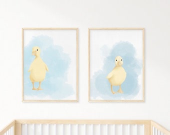 Ducks Watercolor Prints, Digital Download, Duckling Wall Art, Watercolor Painting Set, Duck Nursery, Baby Animals Art
