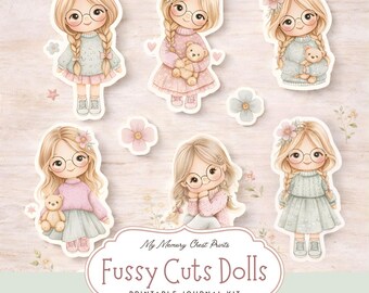 Fussy Cuts, Cute Dolls, Country, Vintage Girls, Junk Journal, Cottage Girls, Planner, Stickers, Printable, Digital Download