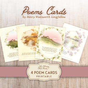 Tarjetas con poemas antiguos de Henry Wadsworth Longfellow: un tesoro imprimible para diarios, álbumes de recortes y recuerdos, diarios basura y manualidades con papel.