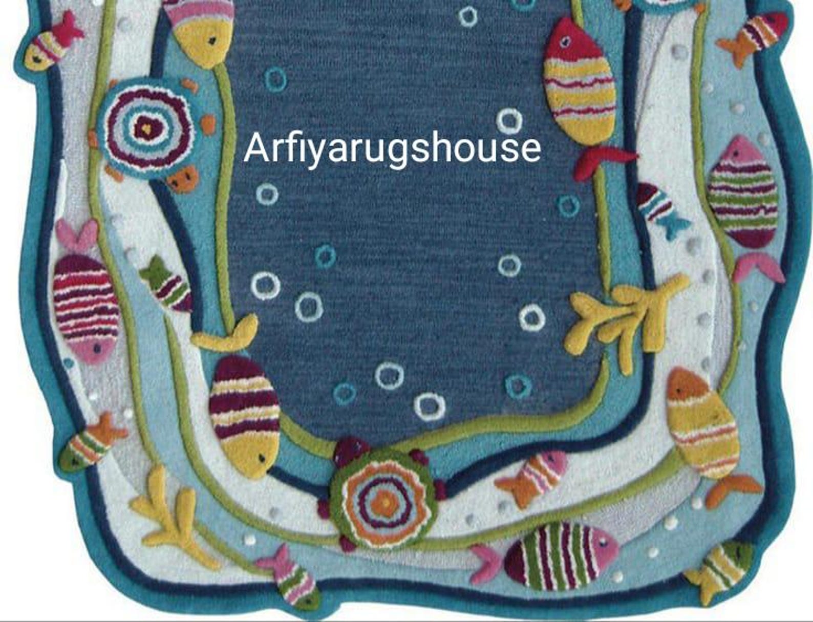 Hand-tufted Wool Fish Rug: Multicolored Home Decor - Etsy