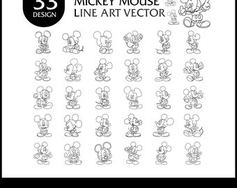 Mickey mouse line art SVG