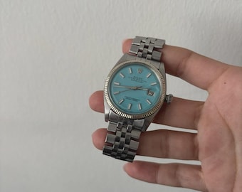 Reloj Rolex vintage de 36 mm con esfera azul personalizada y caja de acero inoxidable - 1601 - Sin B/P