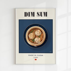 Dim Sum Poster, Food Print, Modern Kitchen Decor, Chinese Food, Chef Print, Bar Art, Retro Wall Art, China, Gift