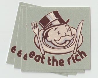 STICKER: eat the rich (10x/30x/60x) | politische, linke, alternative, antikapitalistische, Aufkleber | Aktivismus, Punk, Merch, Geschenke