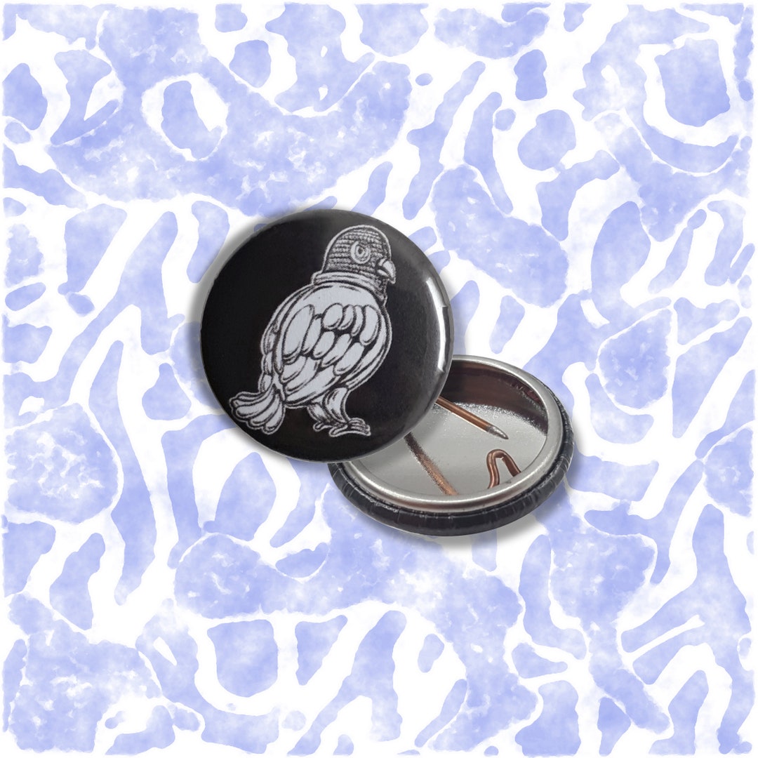 PIN BUTTON: Balaclava Pidgeon 10x/30x/60x Political, Left-wing ...