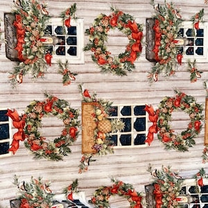 Christmas fabric , vintage Christmas fabric , vintage fabric , holiday Fabric