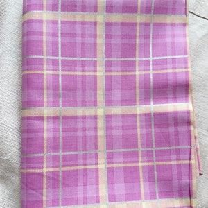 Pink Plaid Cotton Fabric: Spring Home Decor, 2 Yards