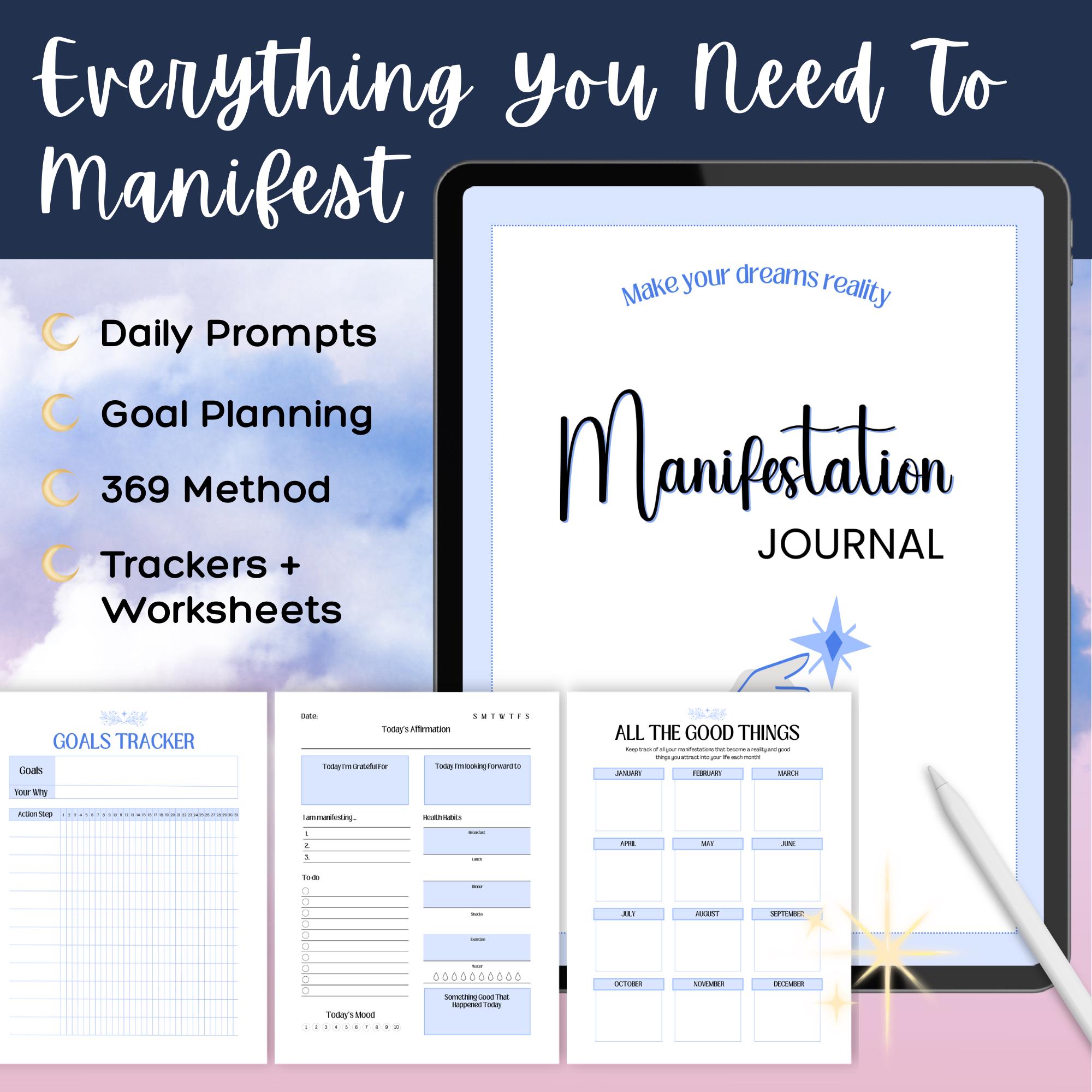 Manifestation Journal Printable PDF | Manifestation Planner &amp; Guide | Daily Affirmations, Goal ...