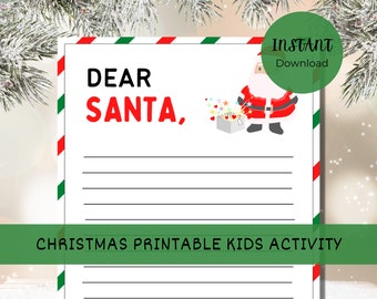 Christmas Letter to Santa Printable, Kids Activity (PDF)