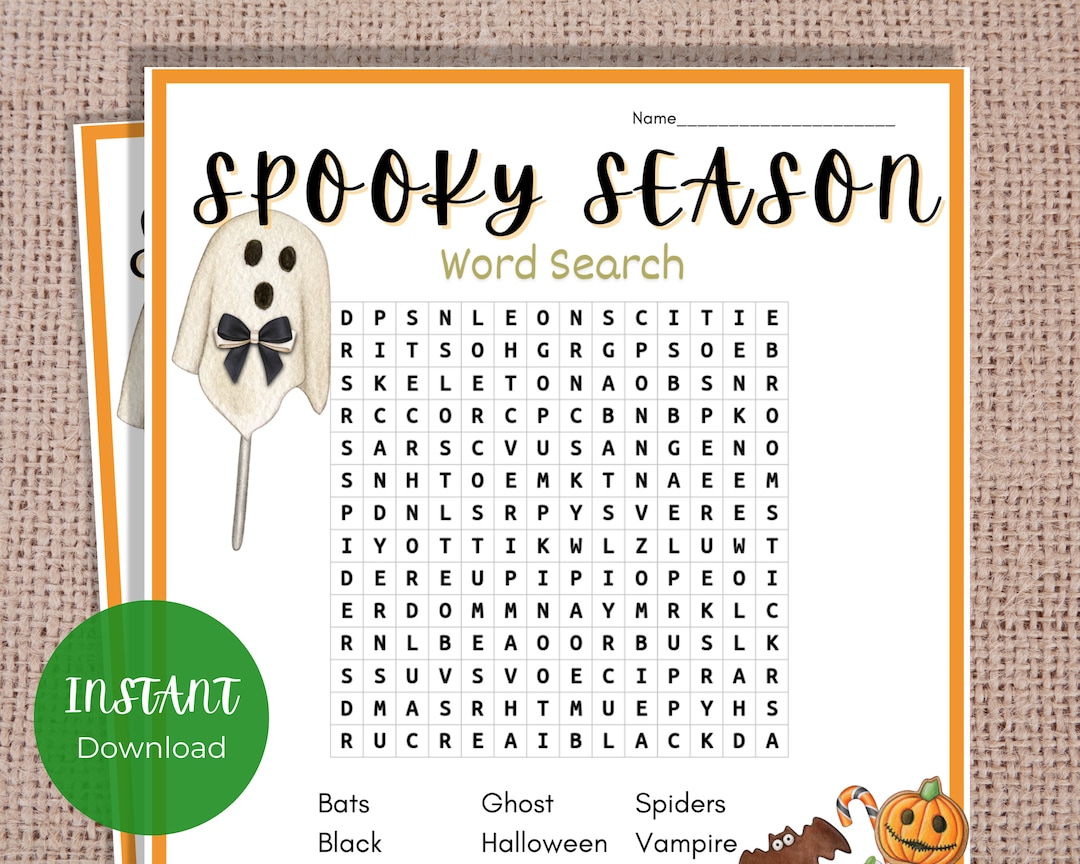 Halloween Word Search Game, Spooky Season Word Search, Printable ...