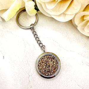Bronze 19th Anniversary Keychain: Stainless Steel with Bronze Shards