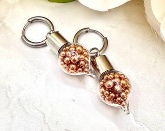 Copper Huggie Earrings • Elegant 7th Wedding Anniversary • Luxury Gift for Her
