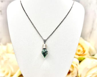 Emerald Pendant Necklace • 55th Anniversary Gift for Wife • Genuine Gemstone Necklace