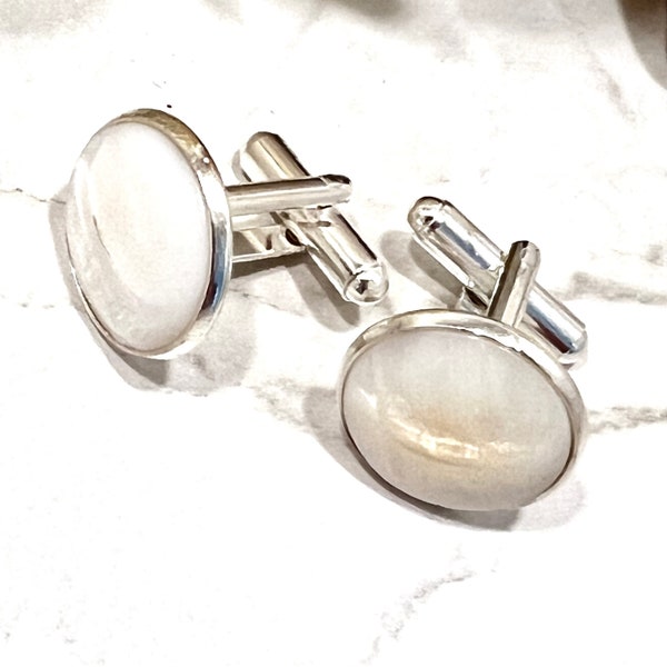 Ensemble cadeau de boutons de manchette 30e anniversaire de mariage Pearl faits main