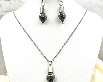 Stainless Steel Pendant & Huggie/Stud Earrings Set • Anniversary Gift for Her