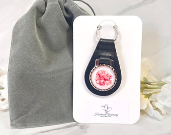 Coral 35th Wedding Anniversary Leather Key Fob Keyring Handmade