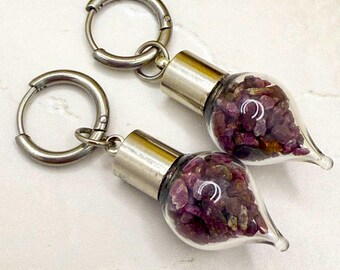 Luxury Ruby Huggie Earrings 40th Wedding Anniversary Gift for Wife – Genuine Gemstone Shards