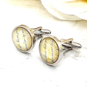 PAPER CUFFLINKS 1st Wedding Anniversary Gift, Handmade, Silver Plated, Eco Friendly Packaging