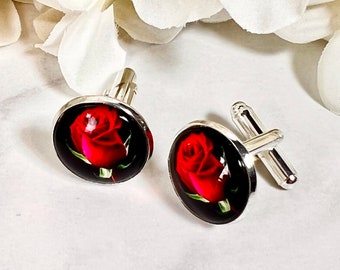 Rose Cufflinks Handmade