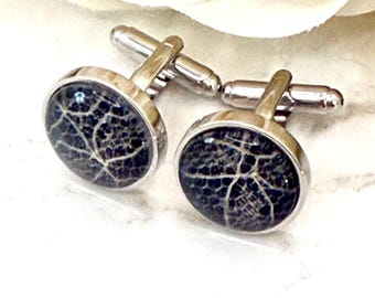LACE CUFFLINKS 13th Wedding Anniversary Gift, Handmade, Silver-Plated, Eco Friendly Packaging