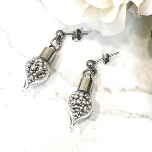 SPARKLING TIN STUD Earrings 10th Wedding Anniversary, Drop Earrings, Stainless Steel, Handmade