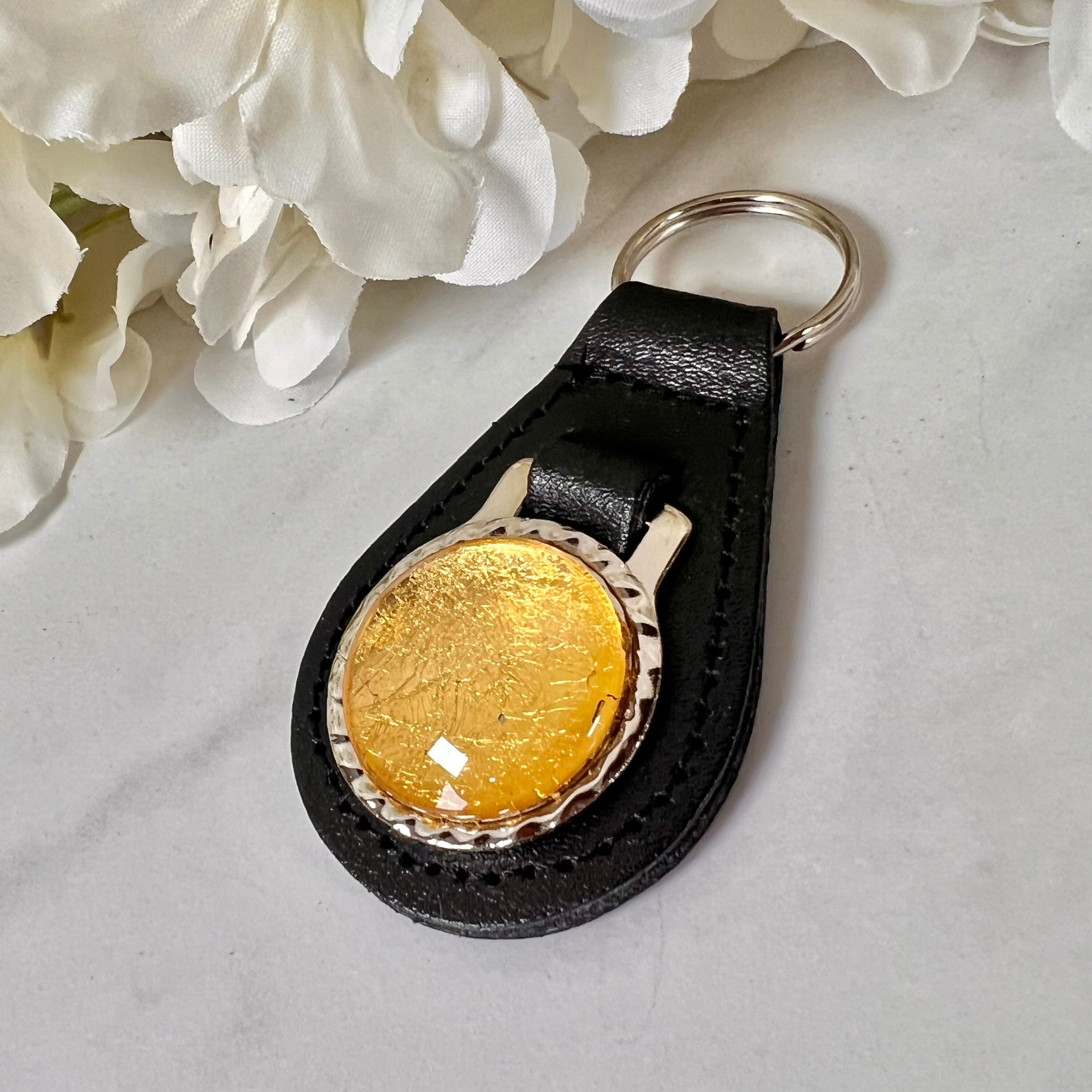 Gold 50th Wedding Anniversary Leather Key Fob Keyring Handmade - Etsy