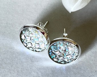 CRYSTAL ANNIVERSARY EARRING Studs 15th Wedding Anniversary, Earrings, Handmade, Silver Plated