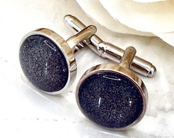 Iron Anniversary Cufflinks: Silver Plated Men's Jewelry Gift