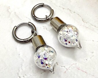 Primero AB Crystal Huggie Earrings • 15th Anniversary • 15 Year Gift for Wife