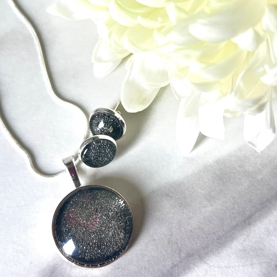Iron Filings Necklace and Earrings Set, Silver Plated, 6th Anniversary ...