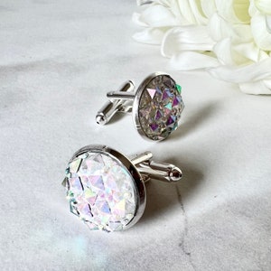 Crystal 15th Wedding Anniversary Cufflinks Handmade image 3