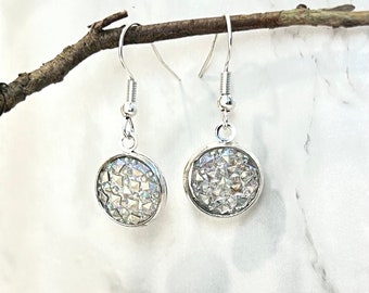 CRYSTAL ANNIVERSARY DROP Earrings 15th Wedding Anniversary, Handmade, Silver Plated
