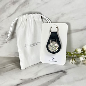 Crystal 15th Anniversary Leather Key Fob: Handmade Keyring