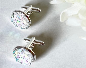 Crystal 15th Wedding Anniversary Cufflinks Handmade