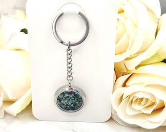Emerald 55th Anniversary Keyring • Genuine Gemstone Keychain Gift for Husband or Wife